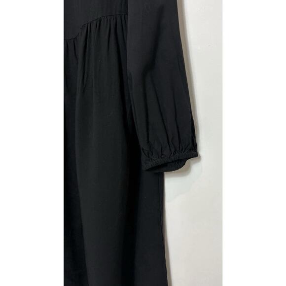 Old Navy Black Mini Dress Medium Boho Babydoll Long Sleeve Flowy M - Picture 5 of 7